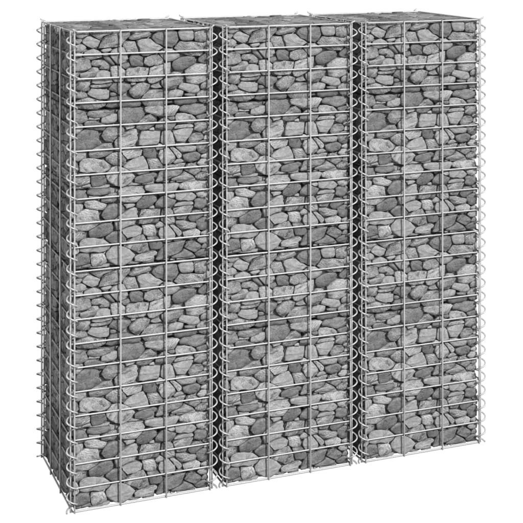 vidaXL Wysokie donice gabionowe, 3 szt., 30x30x100 cm, żelazo