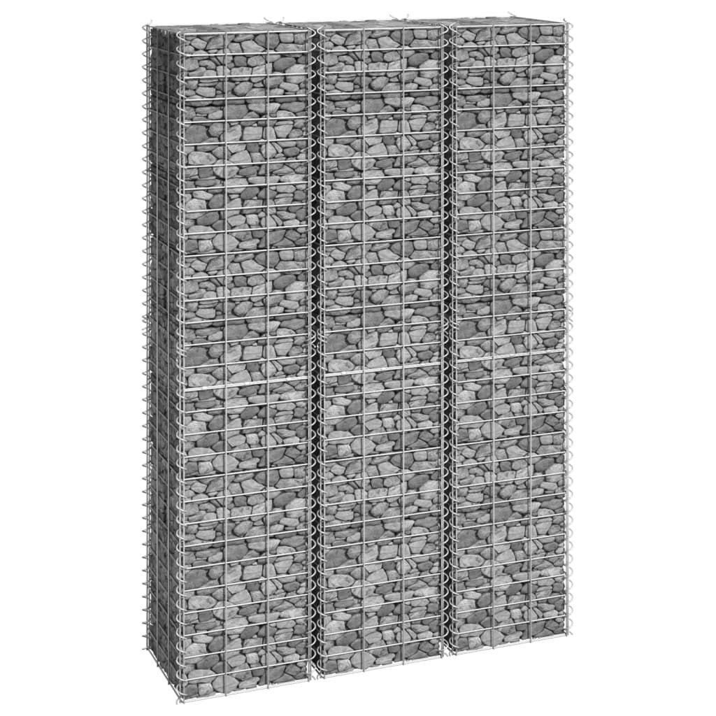 vidaXL Wysokie donice gabionowe, 3 szt., 30x30x150 cm, żelazo