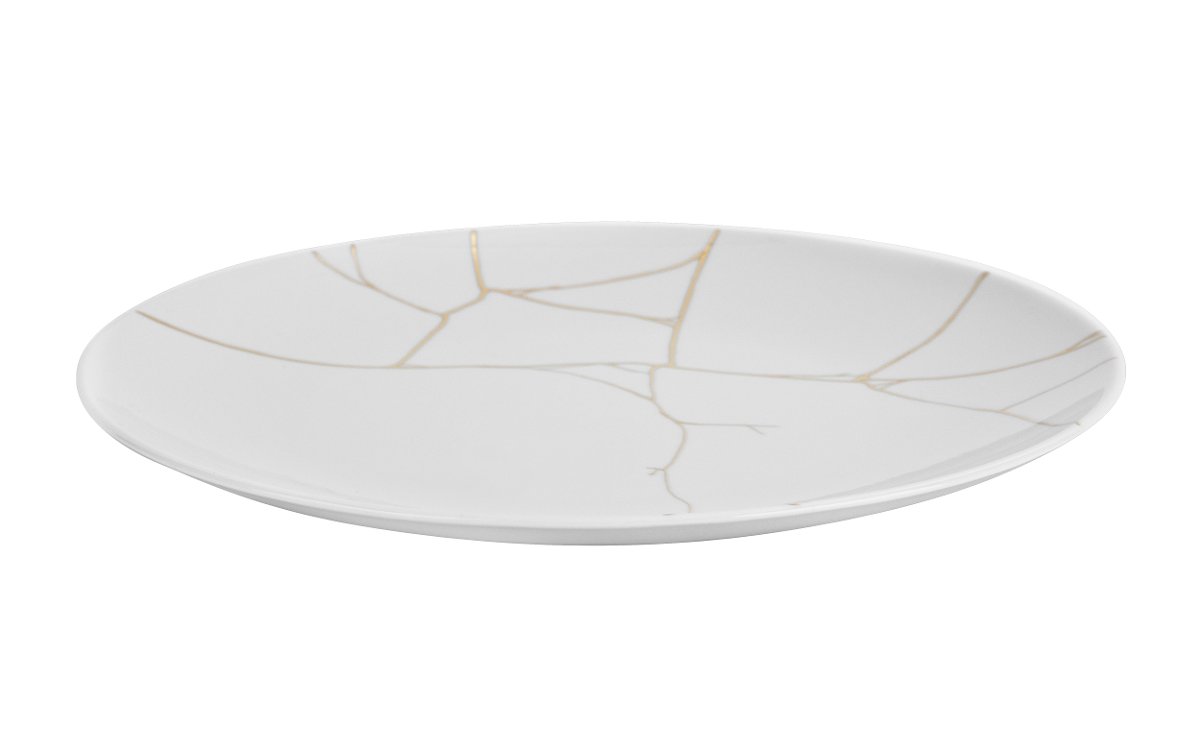 Talerz płytki obiadowy 28cm Tektonika biała