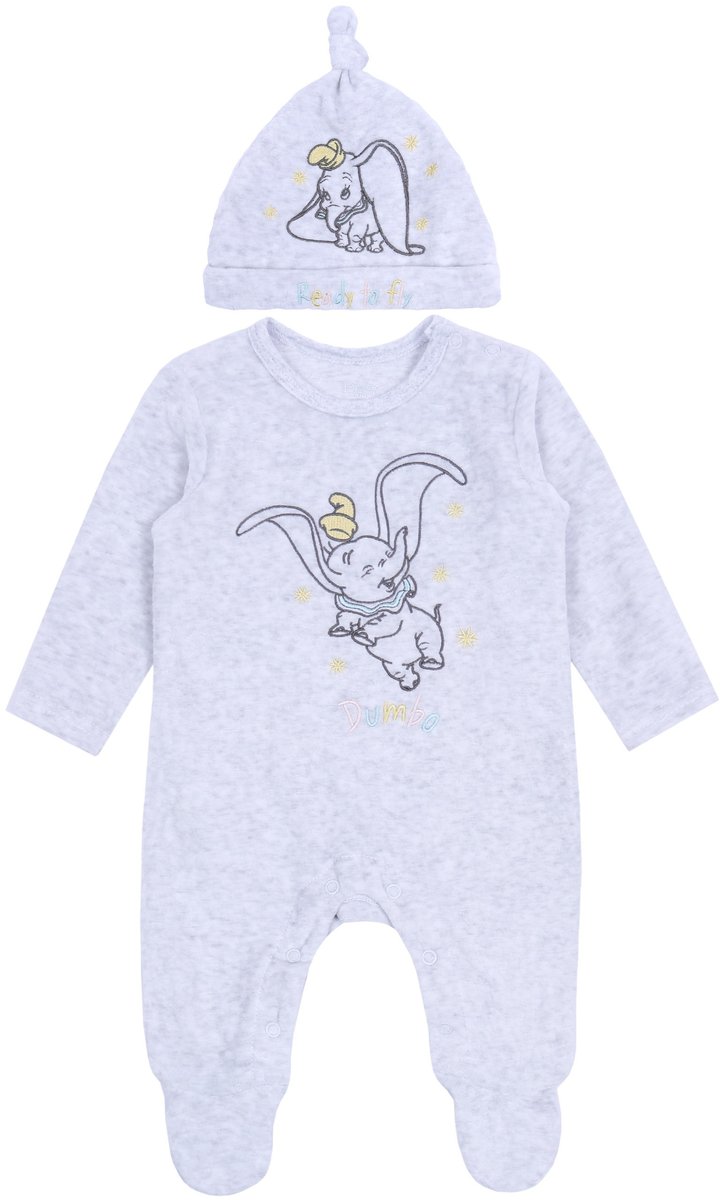 Ciepły, Szary Pajac + Czapeczka Dumbo Disney