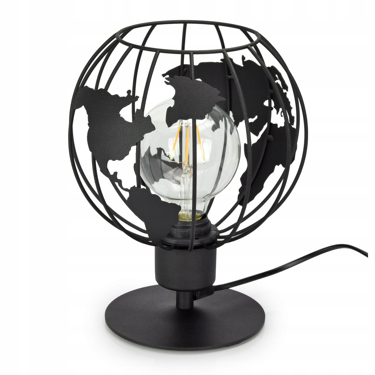 Lampka Nocna Dekoracyjna Globus Czarna Biała Szara
