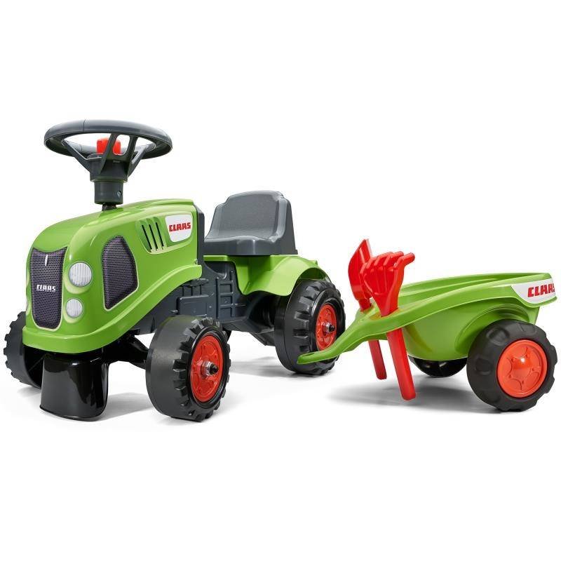 Falk Traktor Claas z kierownicą i przyczepą