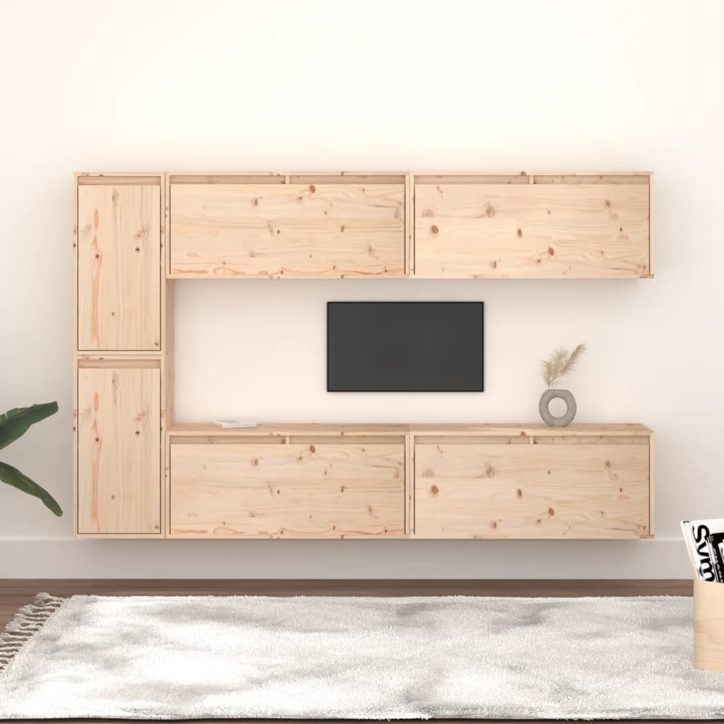 Lumarko Szafki pod TV, 6 szt., lite drewno sosnowe