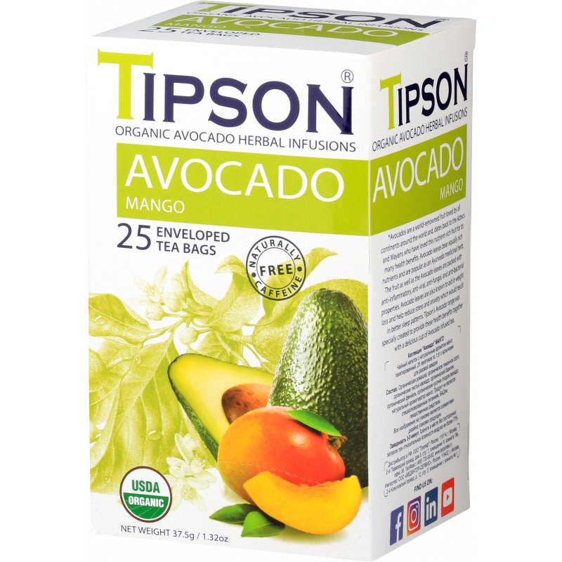 Tipson ORGANIC AVOCADO MANGO herbata ziołowa AWOKADO MANGO saszetki – 25 x 1,5 g