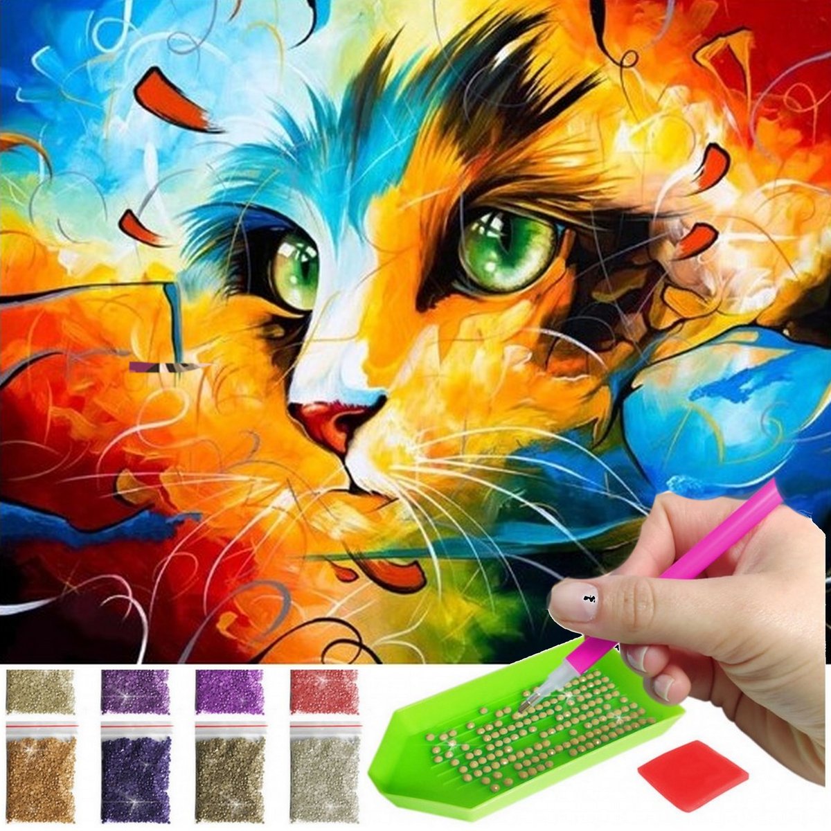 Norimpex Diamentowa mozaika Kot abstrakcja 40x30cm 1006774