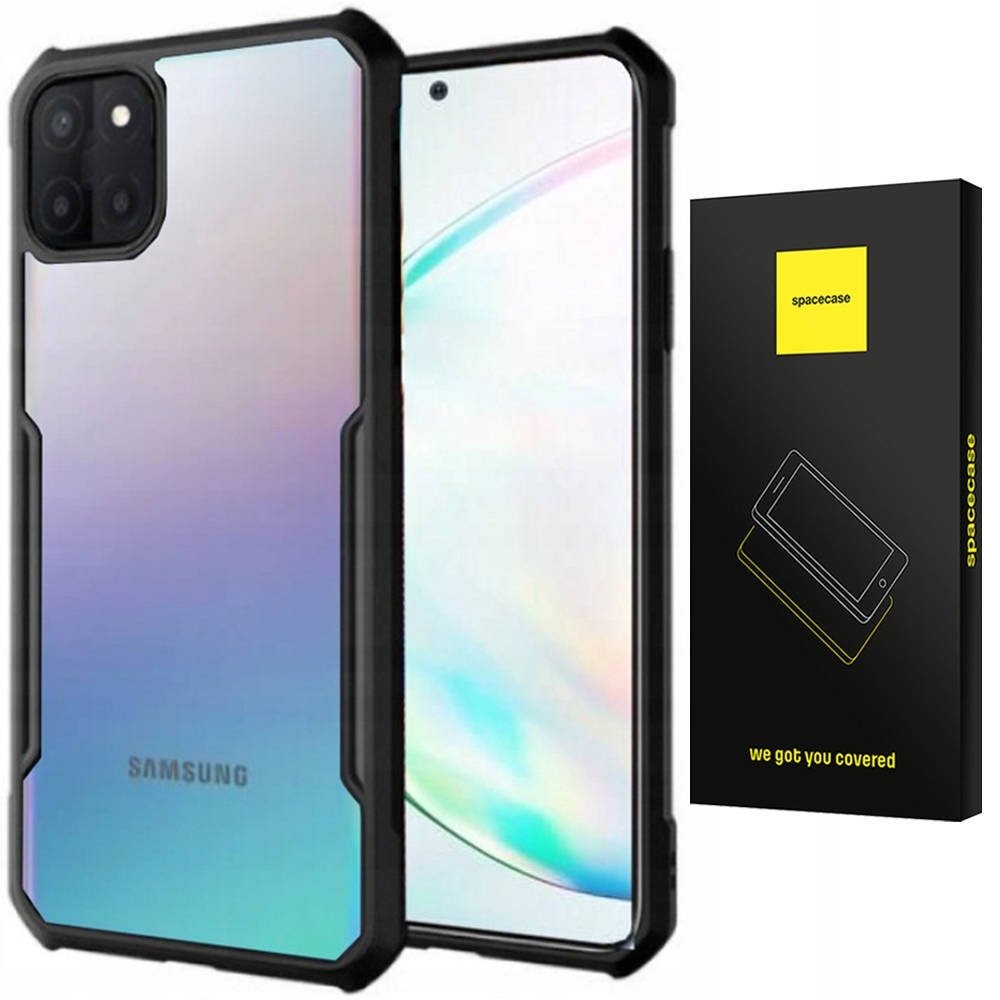 Etui Pancerne Spacecae Beetle Przezroczyste Plecki Case Pokrowiec Obudowa Galaxy Note 10 Lite Czarny