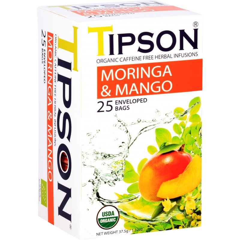 Tipson Organic Moringa & Mango Herbata Ziołowa Mango Saszetki - 25 X 1,5 G