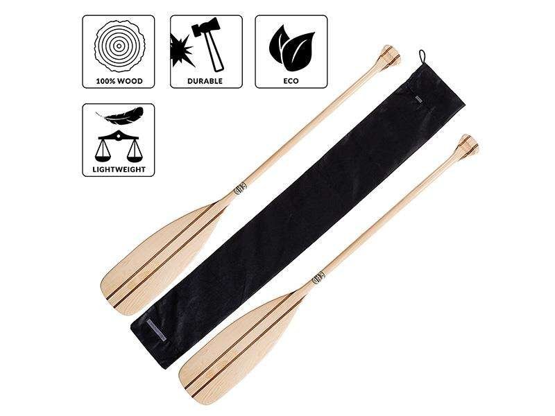 Pagaj Drewniany John Paddle + Pokrowiec Paddle Sleeve (Komplet: 2 Pagaje + 1 Pokrowiec) - 90 Cm