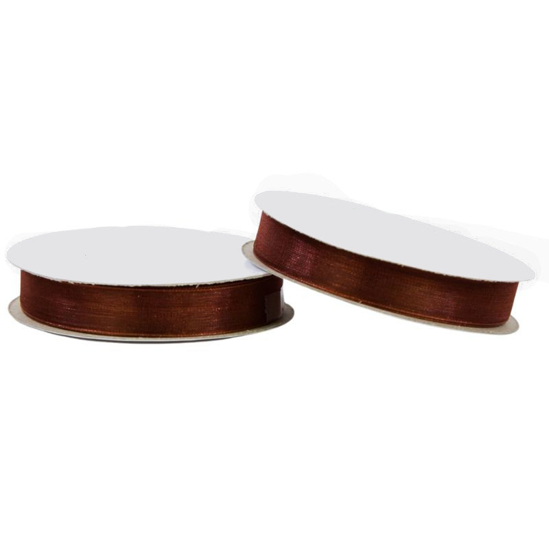 Wstążka Organza Dekoracyjna Brązowa 12Mm X 25Y