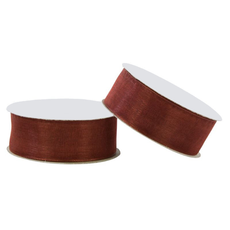 Wstążka Organza Dekoracyjna Brązowa 25Mm X 25Y