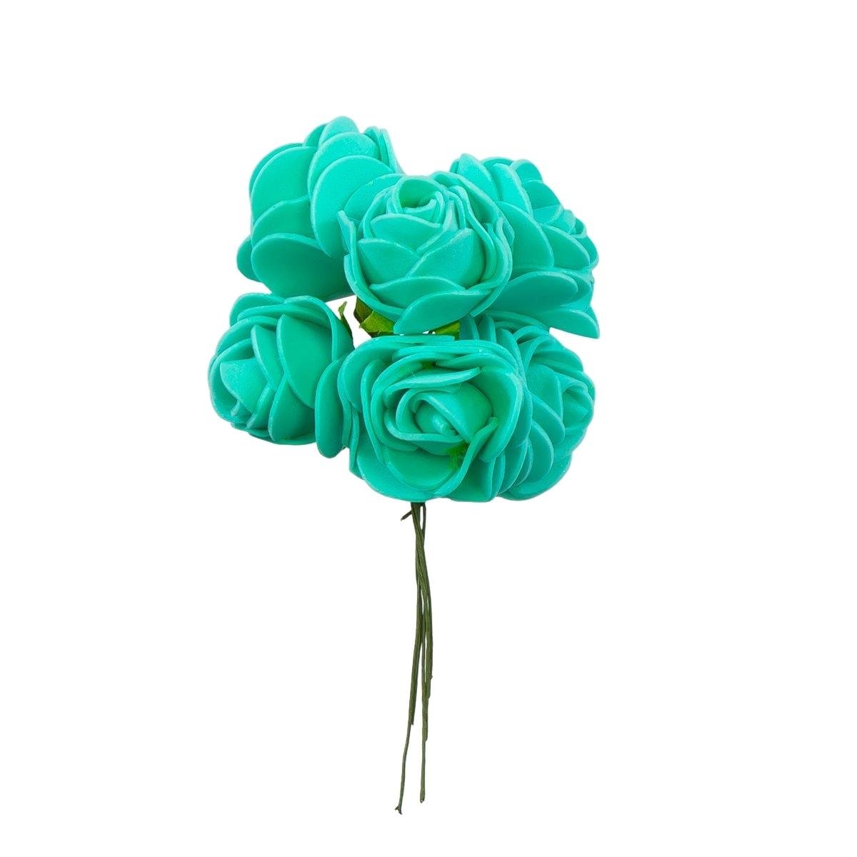 Róża Główka Pianka Turkusowa Ozdobna Ślubna 6Szt.