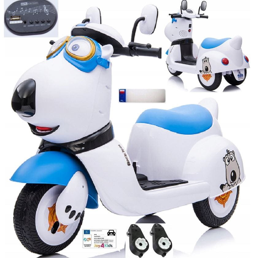 Motor na akumulator Miś Bernard trójkołowy, niebieski