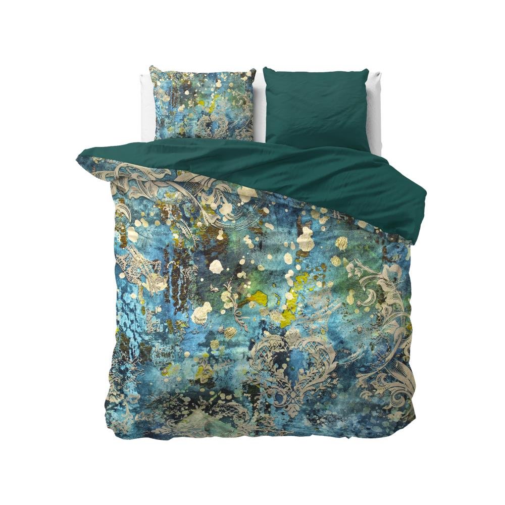 200x220 OCEAN DROPS niebieski pościel satyna bawełniana kpl