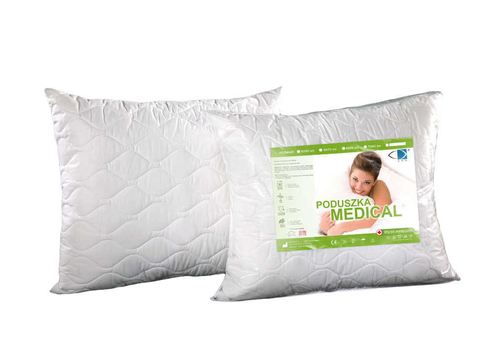 Poduszka Medical 40x40 Antyalergiczna z zamkiem do spania średniej twardości dla alergików