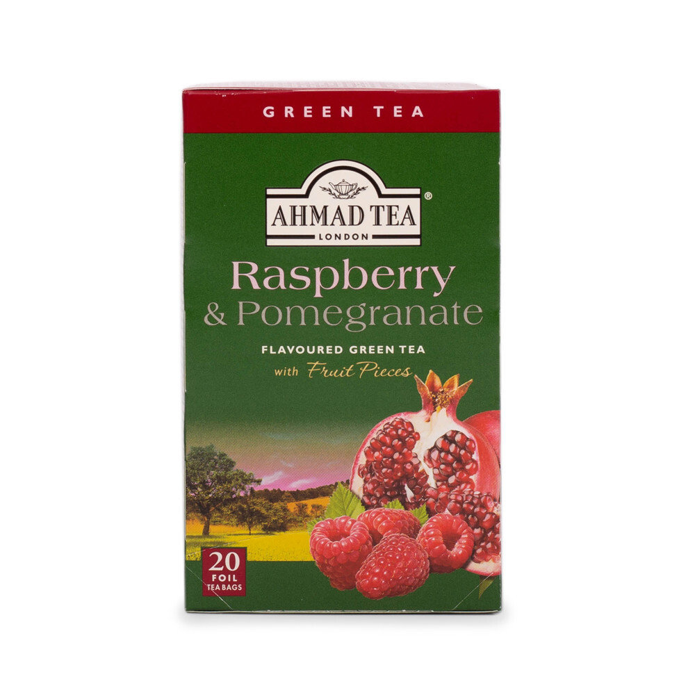 Ahmad Tea Raspberry Pomegranate Green Tea Herbata zielona malina z granatem 20 torebek aluminiowych