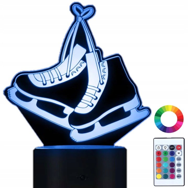 Lampka Nocna 3D LED Łyżwy Figurowe Grawer Prezent