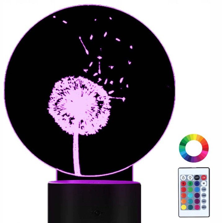 Lampka Nocna 3D LED Dmuchawiec Mleczyk Grawer Imię