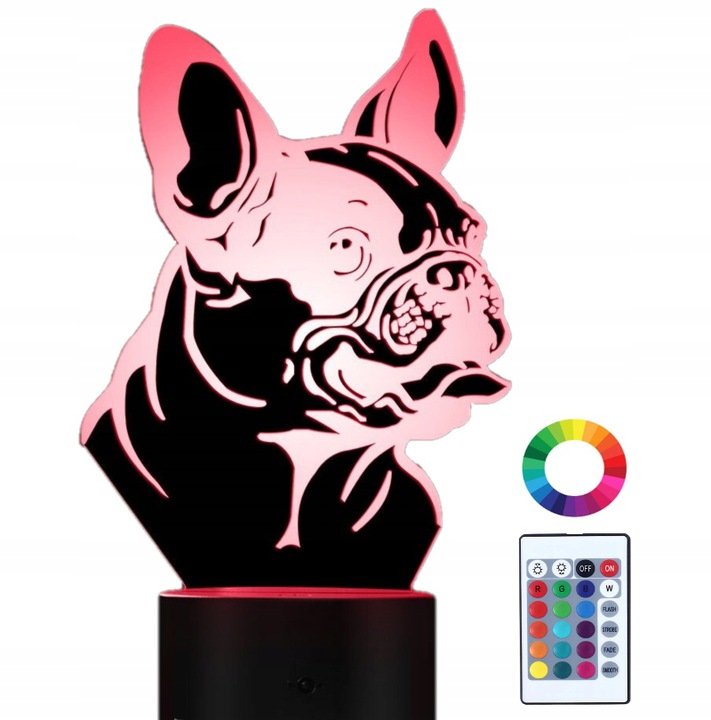 Lampka Nocna 3D LED Buldog Francuski Piesek Grawer