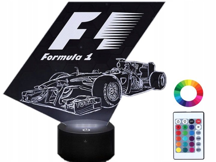 Lampka Nocna z Imieniem Formuła 1 3D LED Grawer