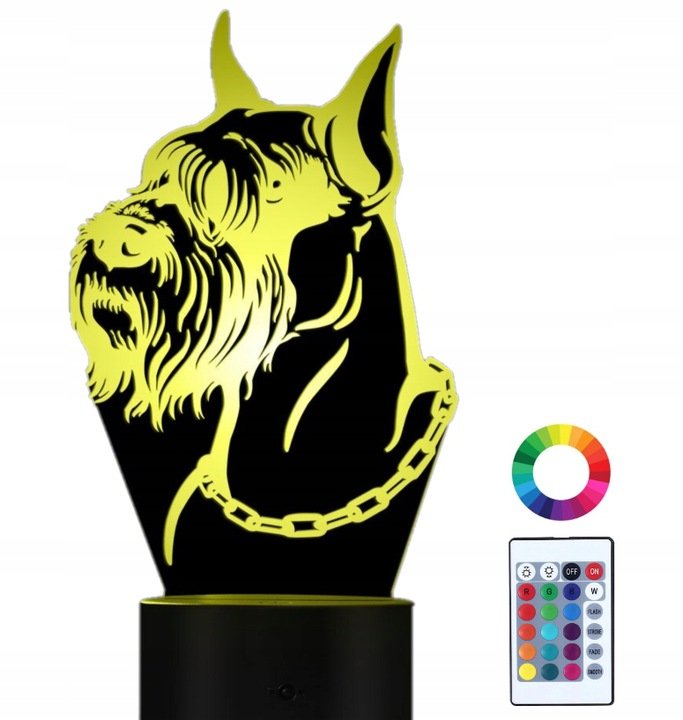 Lampka Nocna 3D LED Sznaucer Piesek Grawer Imię