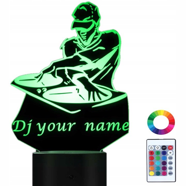 Lampka Nocna 3D Led Dj Impreza Muzyka Grawer Imię