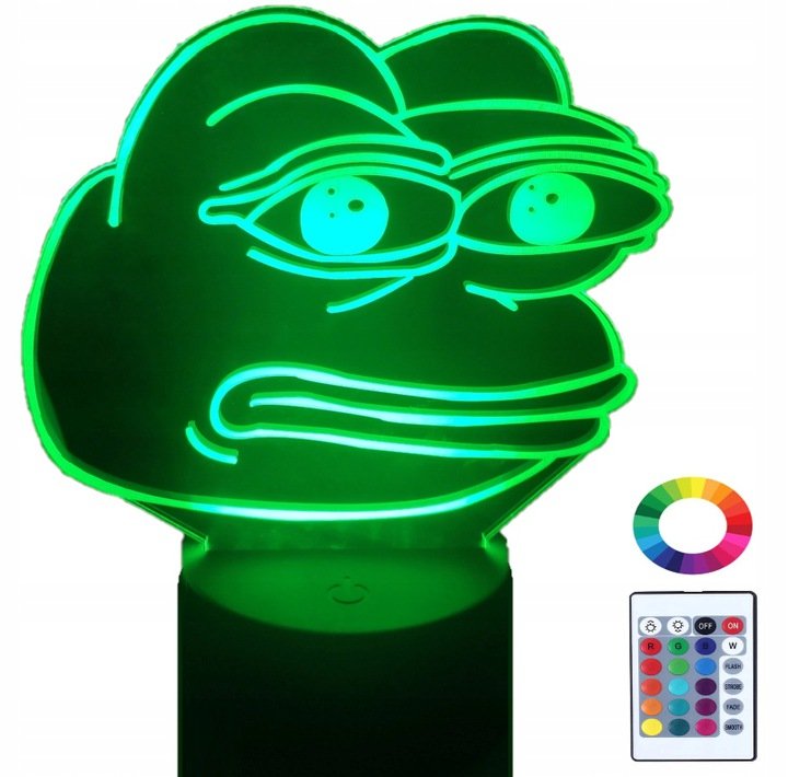 Lampka Nocna 3D Led Żaba Pepe Memy Grawer Imię