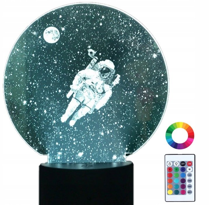 Lampka Nocna 3D Led Astronauta Kosmos Grawer Imię