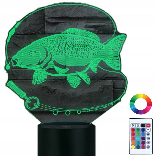 Lampka Nocna 3D Led Klub Sklep Wędkarski Grawer