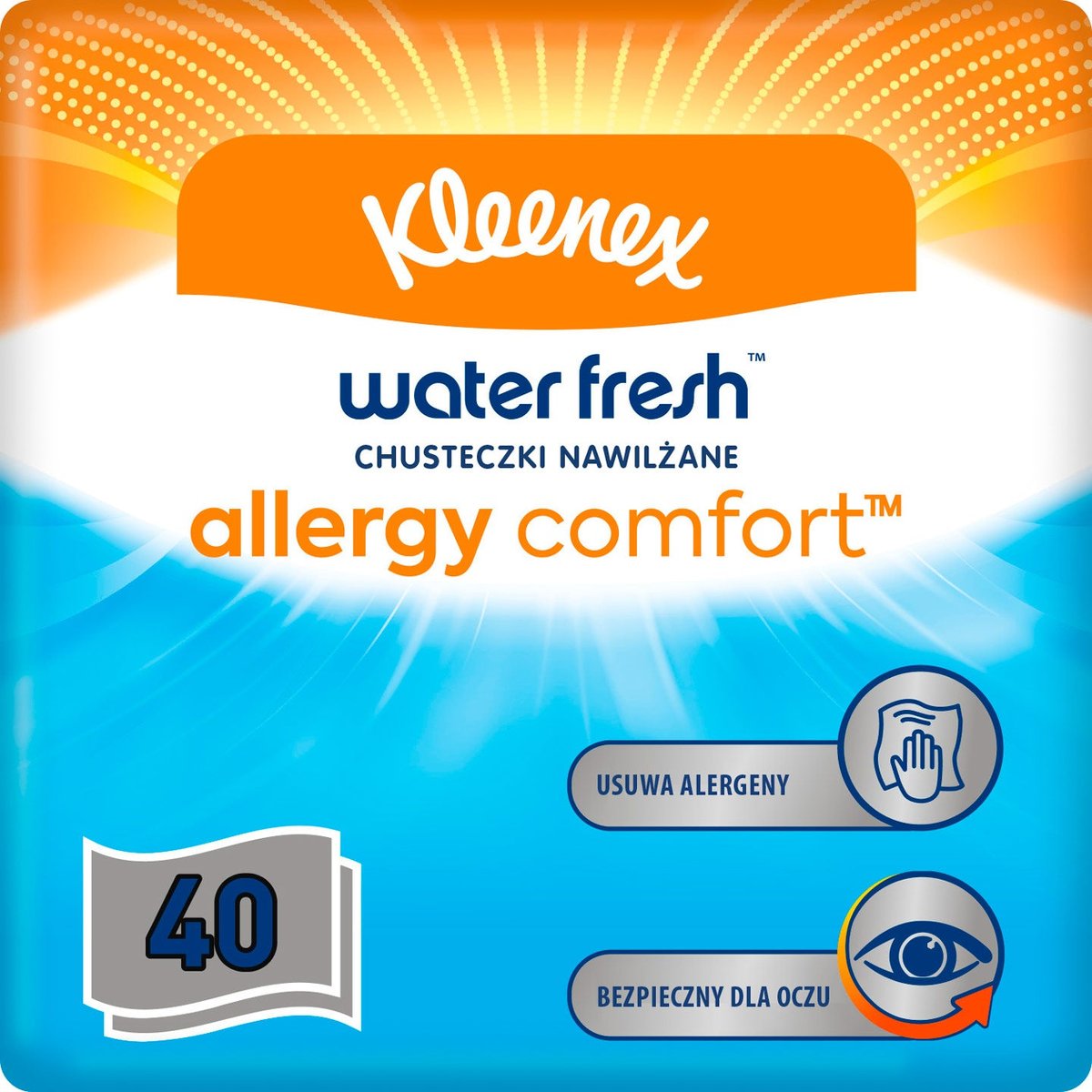 Kleenex Nawilżane chusteczki dla alergików Water Fresh Wipes Allergy Comfort 40 szt.