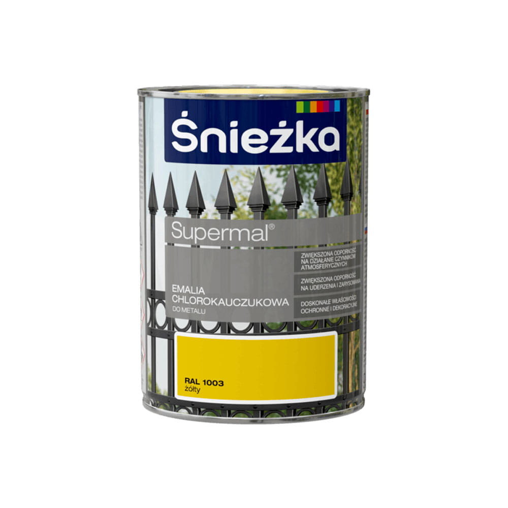 Śnieżka Chlorokauczuk Żółty RAL1003 0,9L farba ema