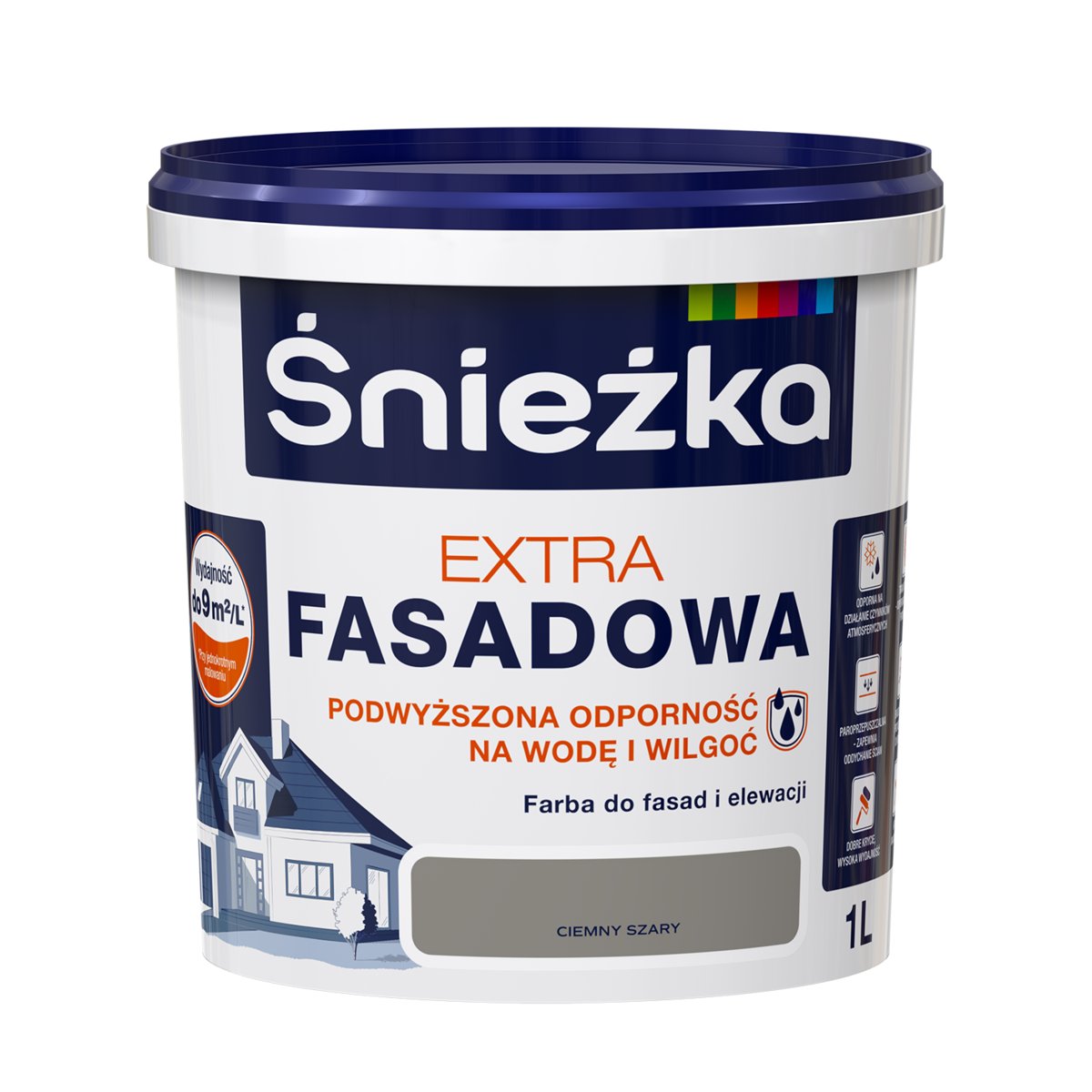 Śnieżka Extra Fasadowa Farba do fasad i elewacji szary ciemny 1 L