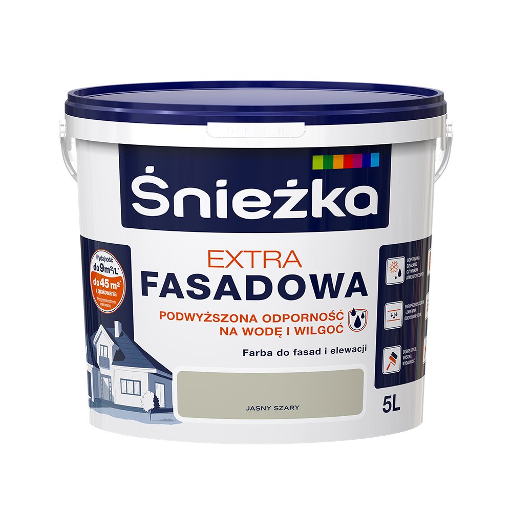Śnieżka Extra Fasadowa Farba do fasad i elewacji szary jasny 5 L