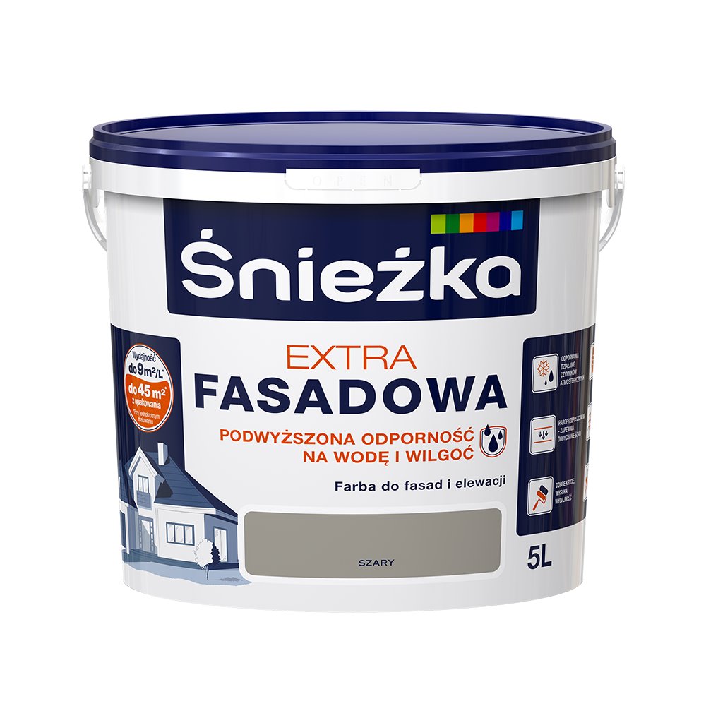 Śnieżka Extra Fasadowa Farba do fasad i elewacji szary  5 L