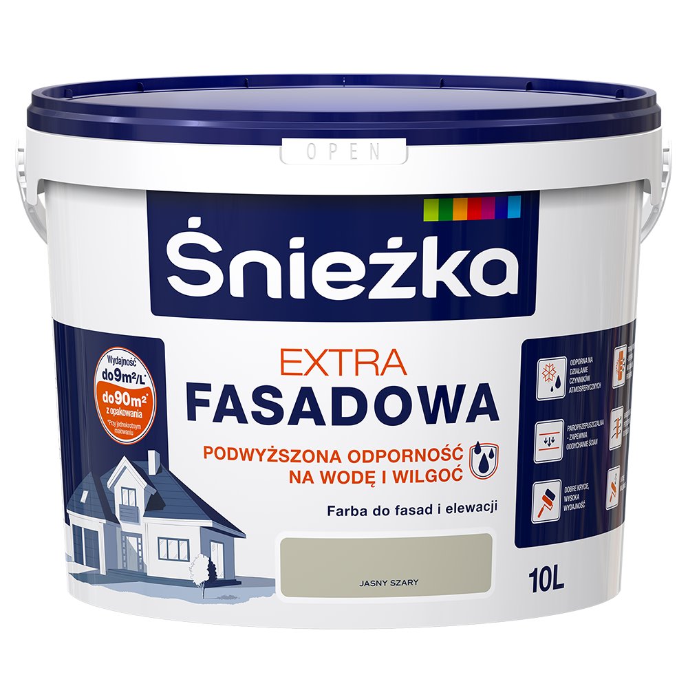 Śnieżka Extra Fasadowa Farba do fasad i elewacji szary jasny 10 L