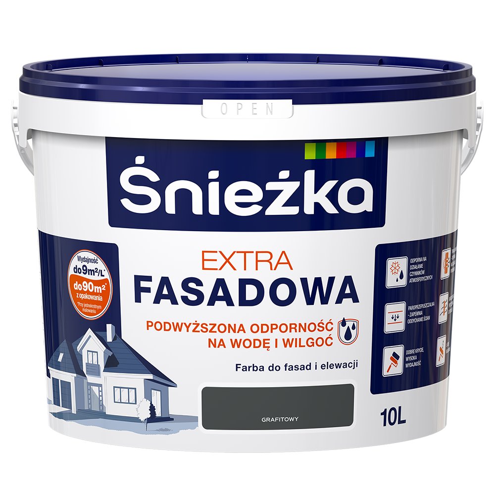 Śnieżka Extra Fasadowa Farba do fasad i elewacji grafit 10 L