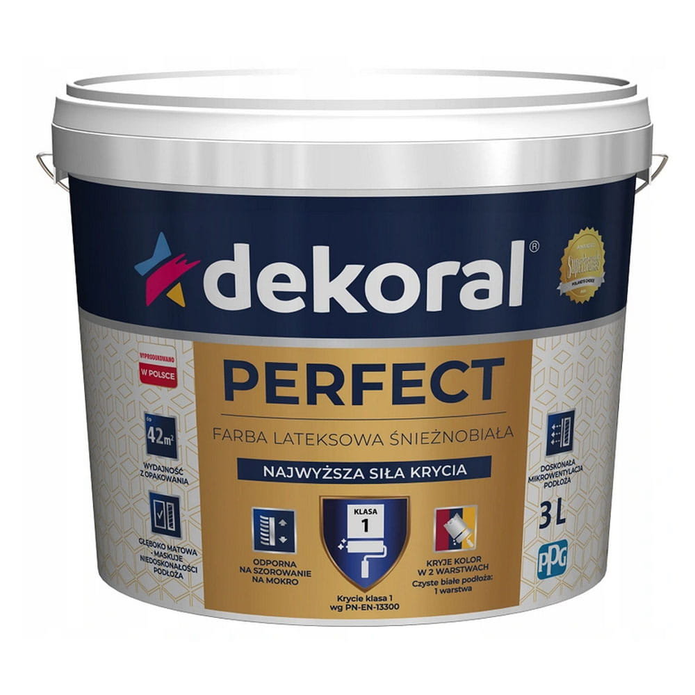 Farba lateksowa PERFECT śnieżnobiała 3 l