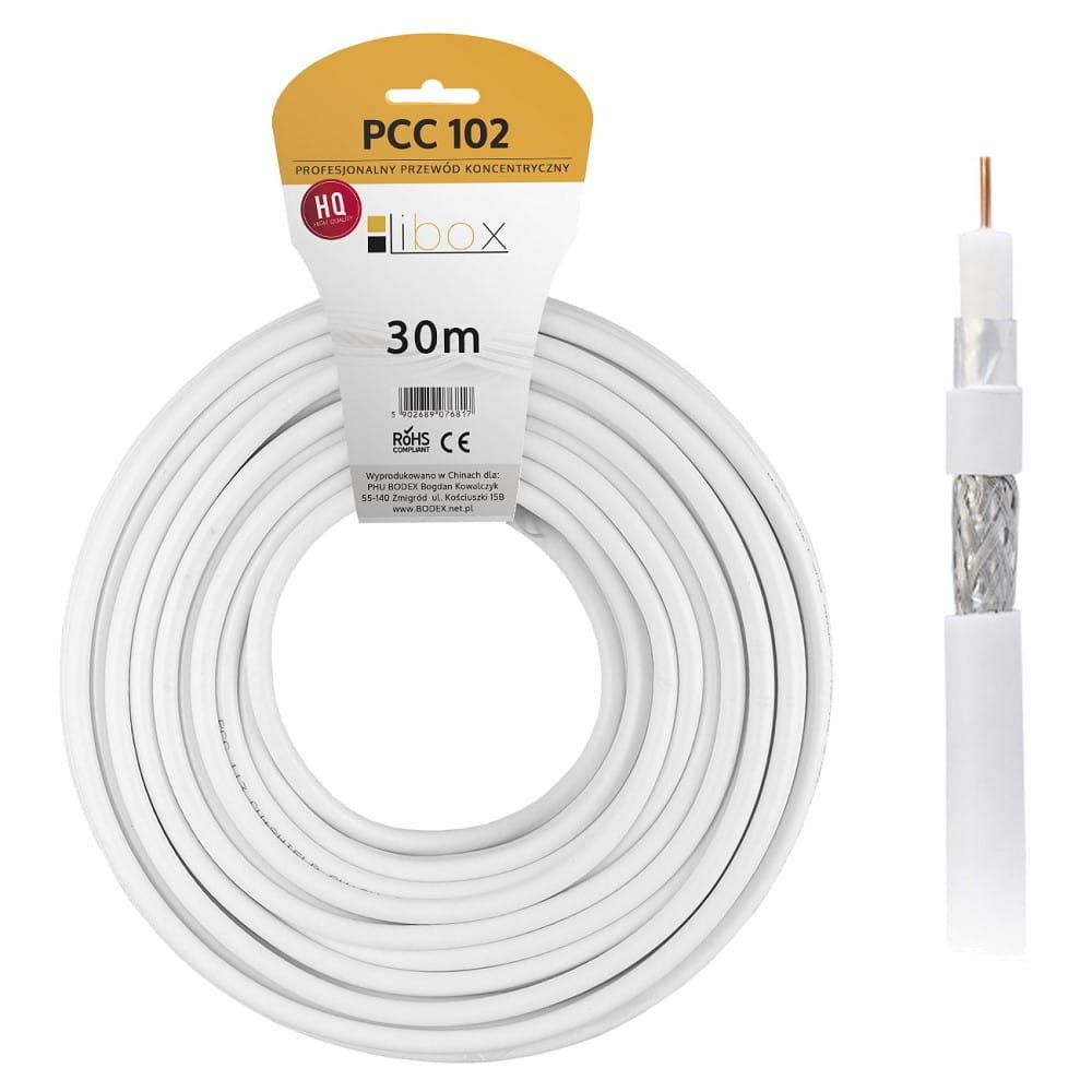 Kabel koncentryczny RG6U 30M LIBOX PCC102-30