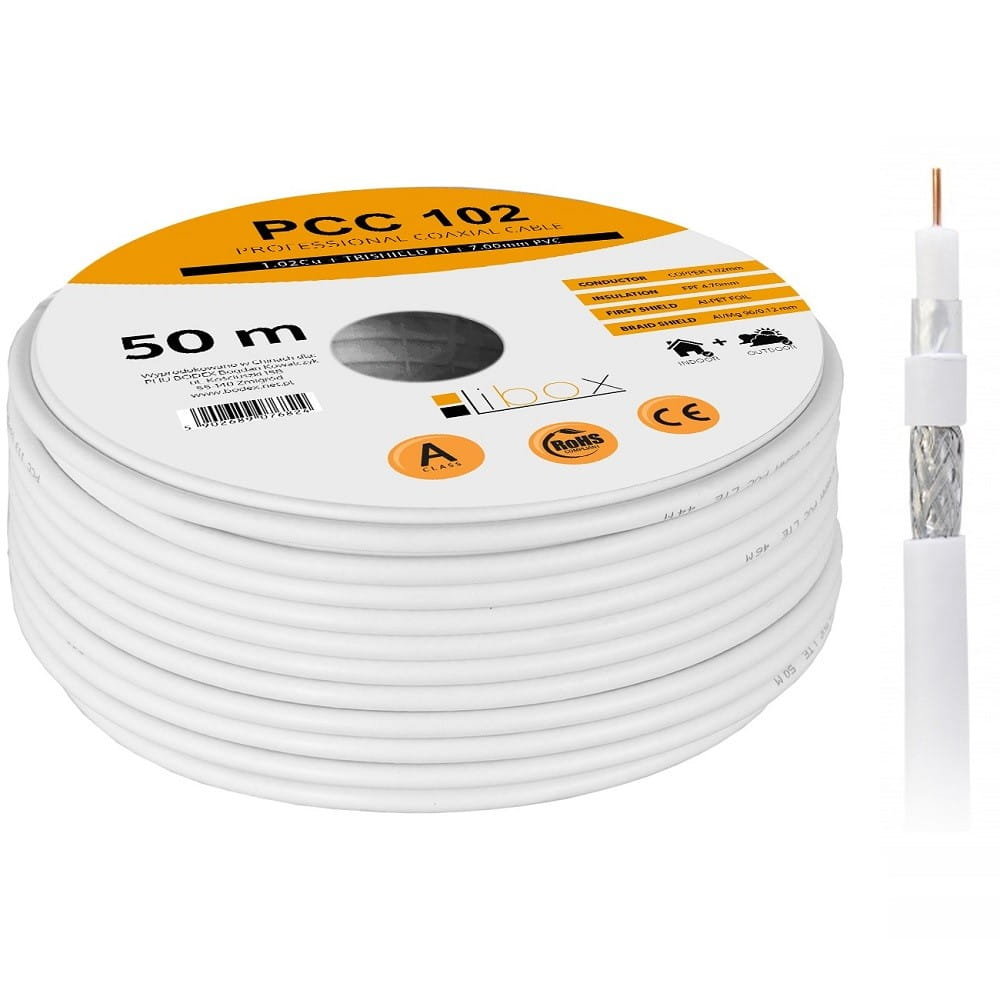 Kabel koncentryczny RG6U 50M LIBOX PCC102-50