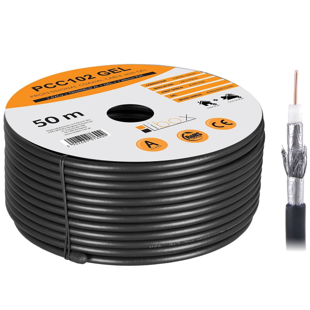 Kabel koncentryczny żelowany RG6U PCC102GEL-50 50m