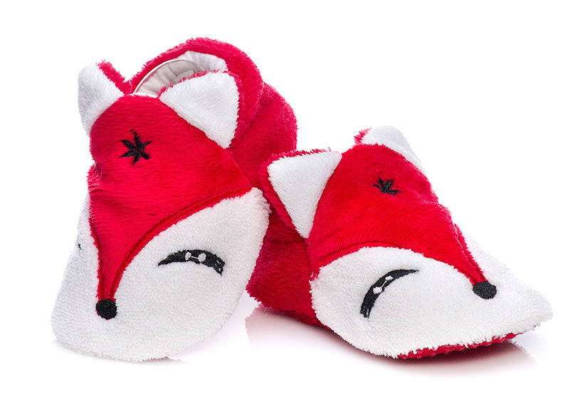 Czerwone lekkie kapcie niemowlęce – liski 6-12 m.