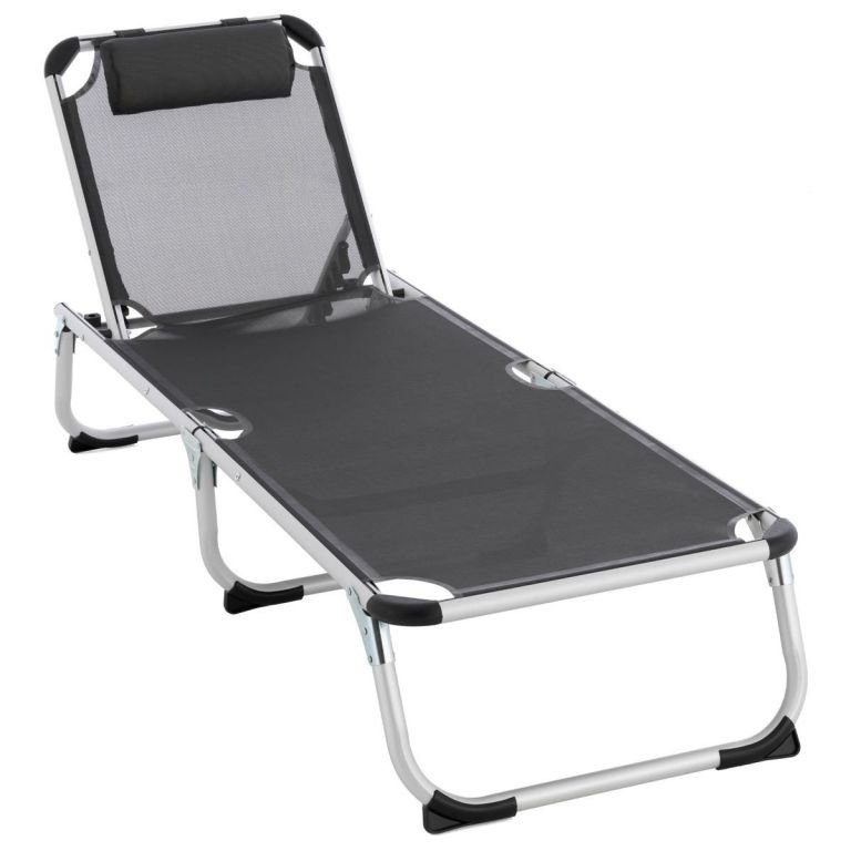 Divero DLGTP Leżak ogrodowy łóżko polowe z poduszką antracyt 187x57x30cm do 110kg ZGC34373