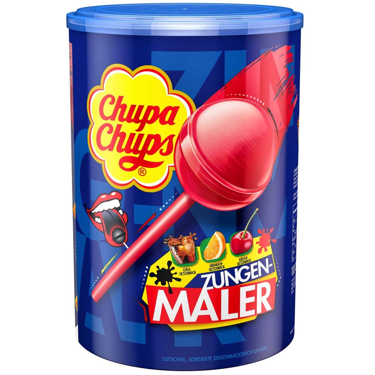 Chupa Chups, lizaki owocowe barwiące język, 100 sztuk