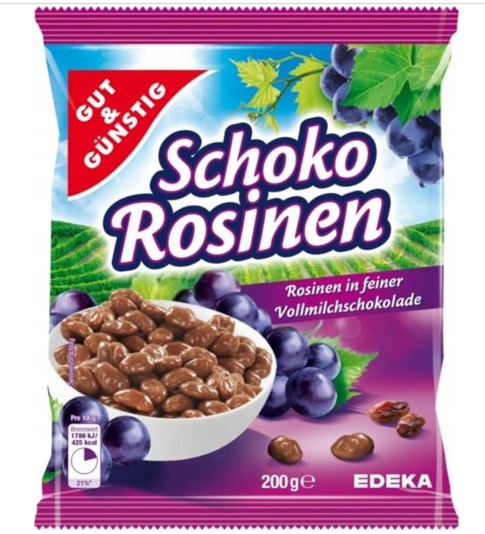 Edeka G&G Schoko Rosinen Rodzynki w czekoladzie 200g