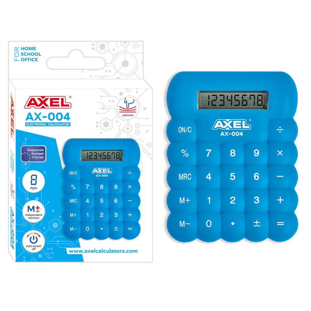AXEL Kalkulator Ax-004 Silikon niebieski pudełko 50/200