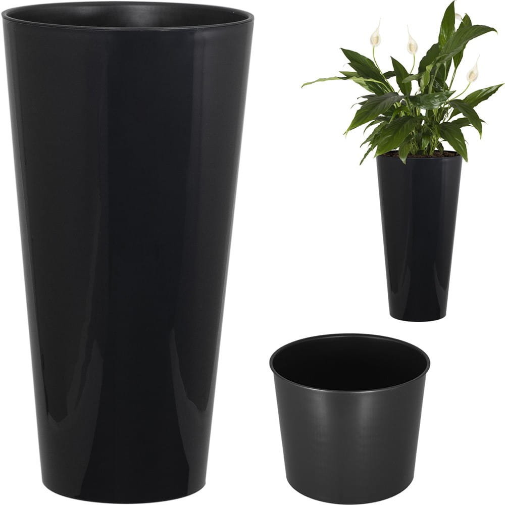 Prosperplast TUBUS SLIM SHINE Doniczka 2/3,3l, połysk grafit DTUS150S