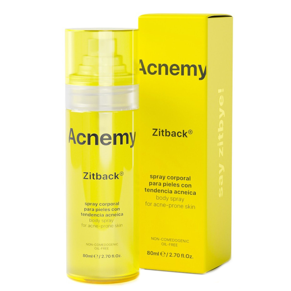 Acnemy Zitback - spray na trądzik do ciała z kwasami BHA + AHA 80 ml