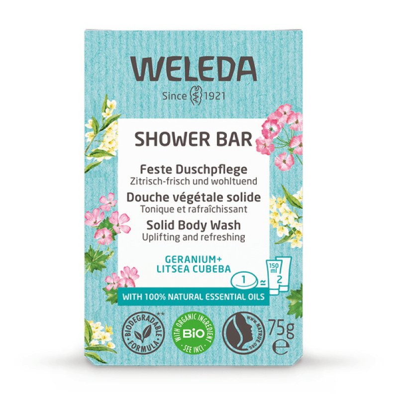Weleda Shower Bar Geranium + Litsea Cubera mydło w kostce 75 g