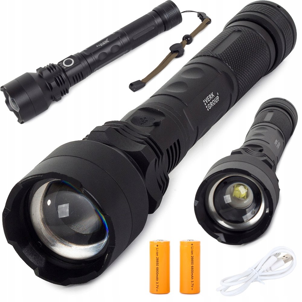 BAILONG Latarka Taktyczna Mocna Led XHP50 Zoom Usb