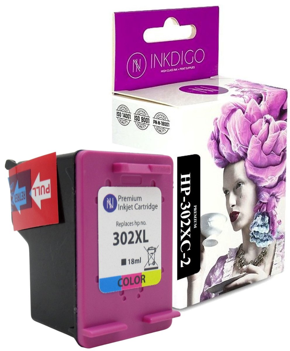 INKDIGO 302XL zgodny Tusz do HP 1110 1112 2130 3639 4650 Kolor 18ml