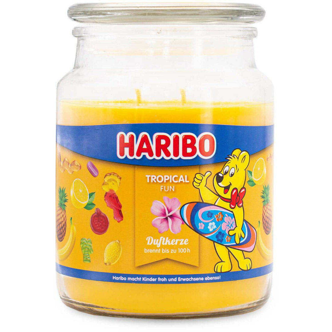 Haribo duża sojowa świeca zapachowa w szkle 18 oz 510 g - Tropical Fun